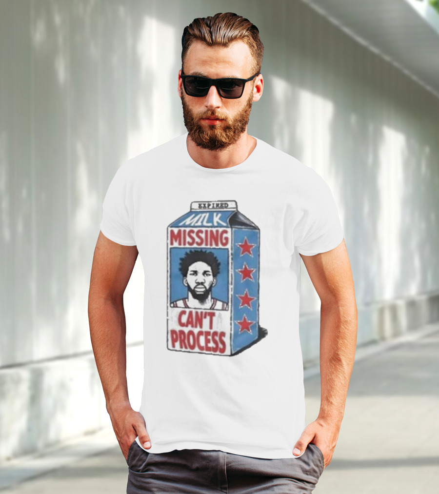 Joel Embiid Expired Milk Carton Missing Can't Process Philly Stars T-Shirt