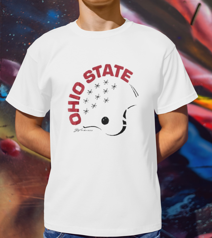 Ohio State Football Helmet Bold Buckeye Leaf T-Shirt