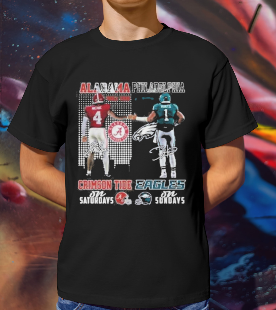 Alabama Crimson Tide Saturdays Philadelphia Eagles Sundays Signature T-Shirt