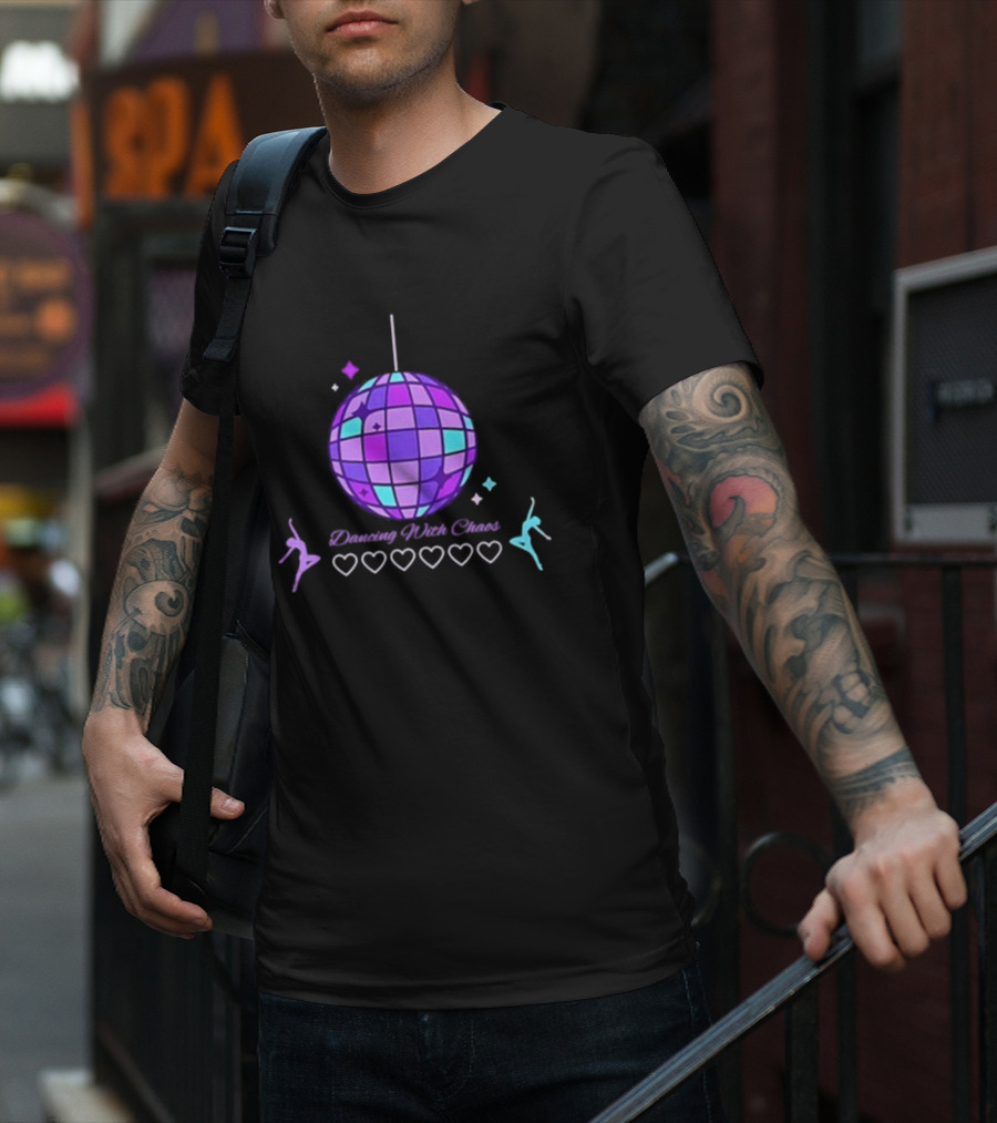Dancing With Chaos Purple Disco Ball Icons And Dancers T-Shirt