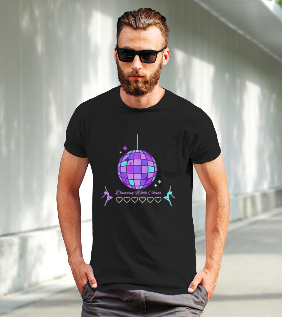 Dancing With Chaos Purple Disco Ball Icons And Dancers T-Shirt