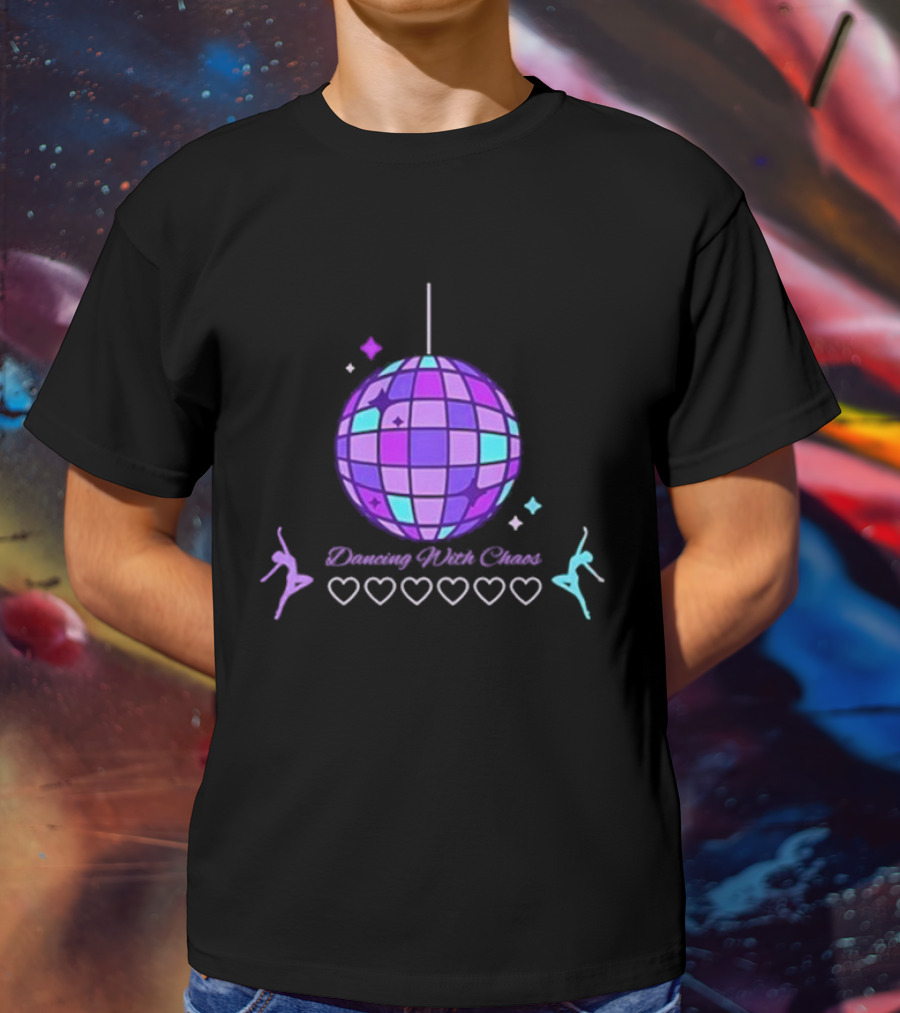 Dancing With Chaos Purple Disco Ball Icons And Dancers T-Shirt