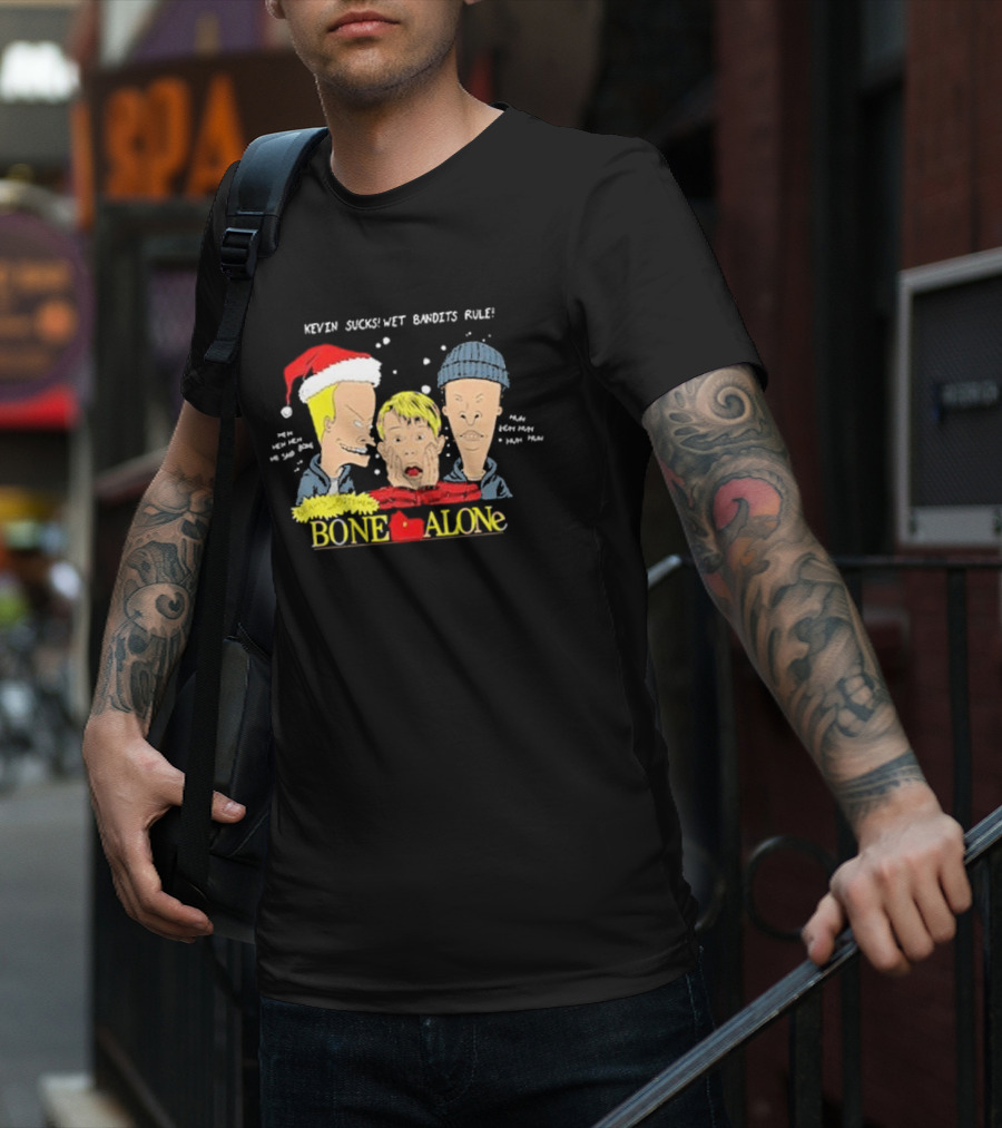 Beavis And Butthead Kevin Sucks Wet Bandits Rule Bone Alone Christmas T-Shirt