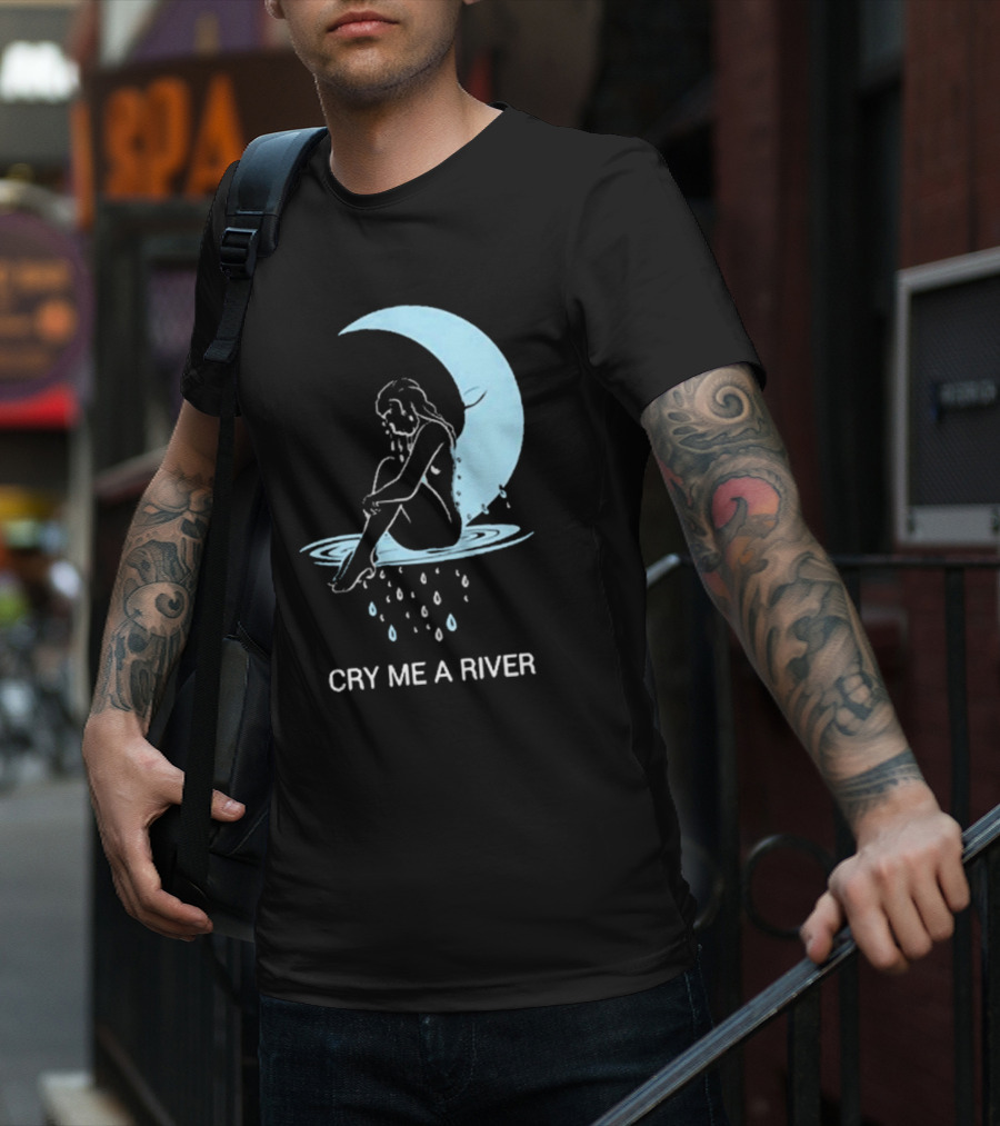 Sean Robinson Cry Me A River Sitting Figure Moon And Water Droplets T-Shirt