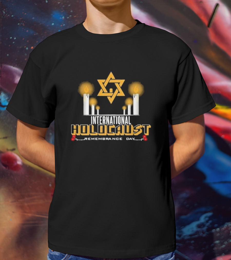 International Holocaust Remembrance Day Star Of David Candle Memorial T-Shirt