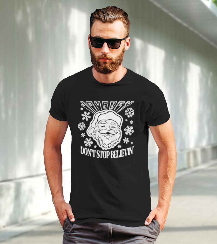 Journey Santa Don't Stop Believin' Snowflakes Holiday Tour T-Shirt