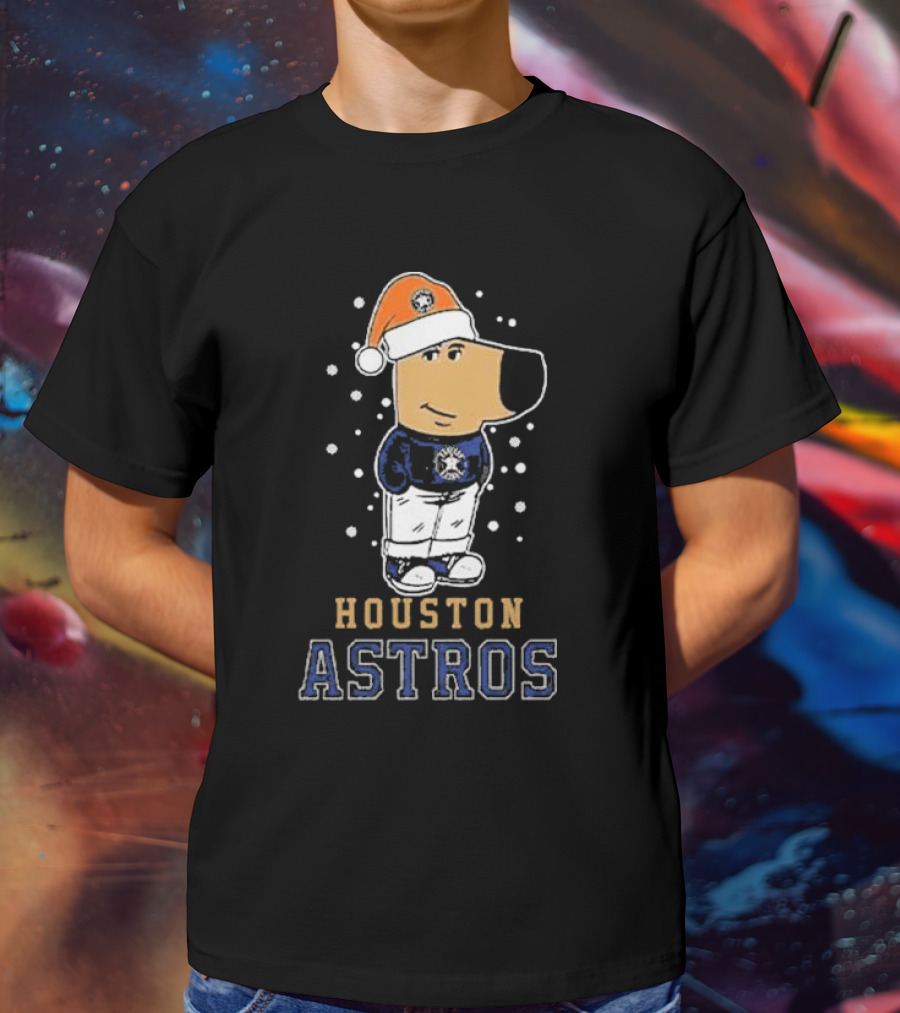Houston Astros Christmas Santa Dog Mascot T-Shirt