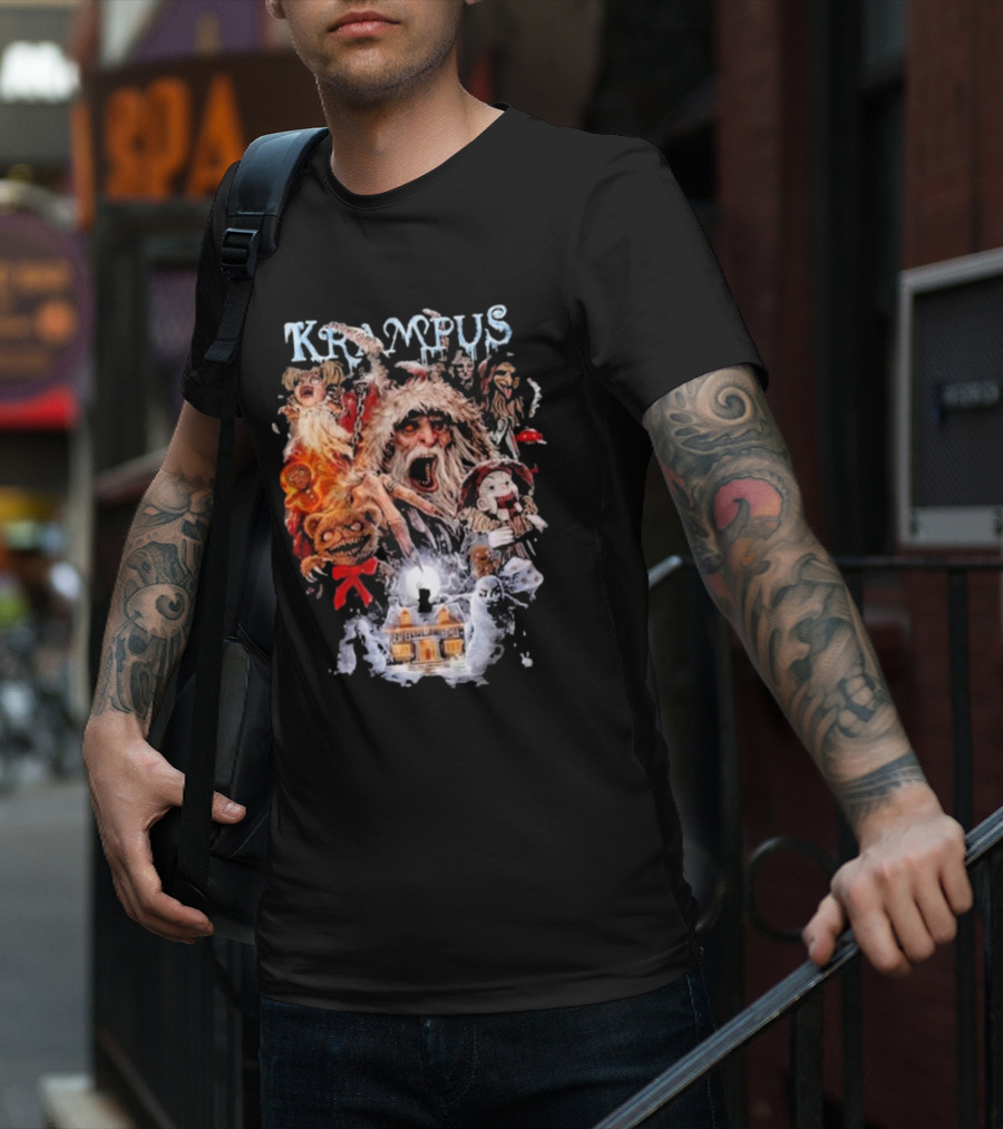 Krampus You Better Watch Out Holiday Horror Icons Christmas Monster Scene T-Shirt