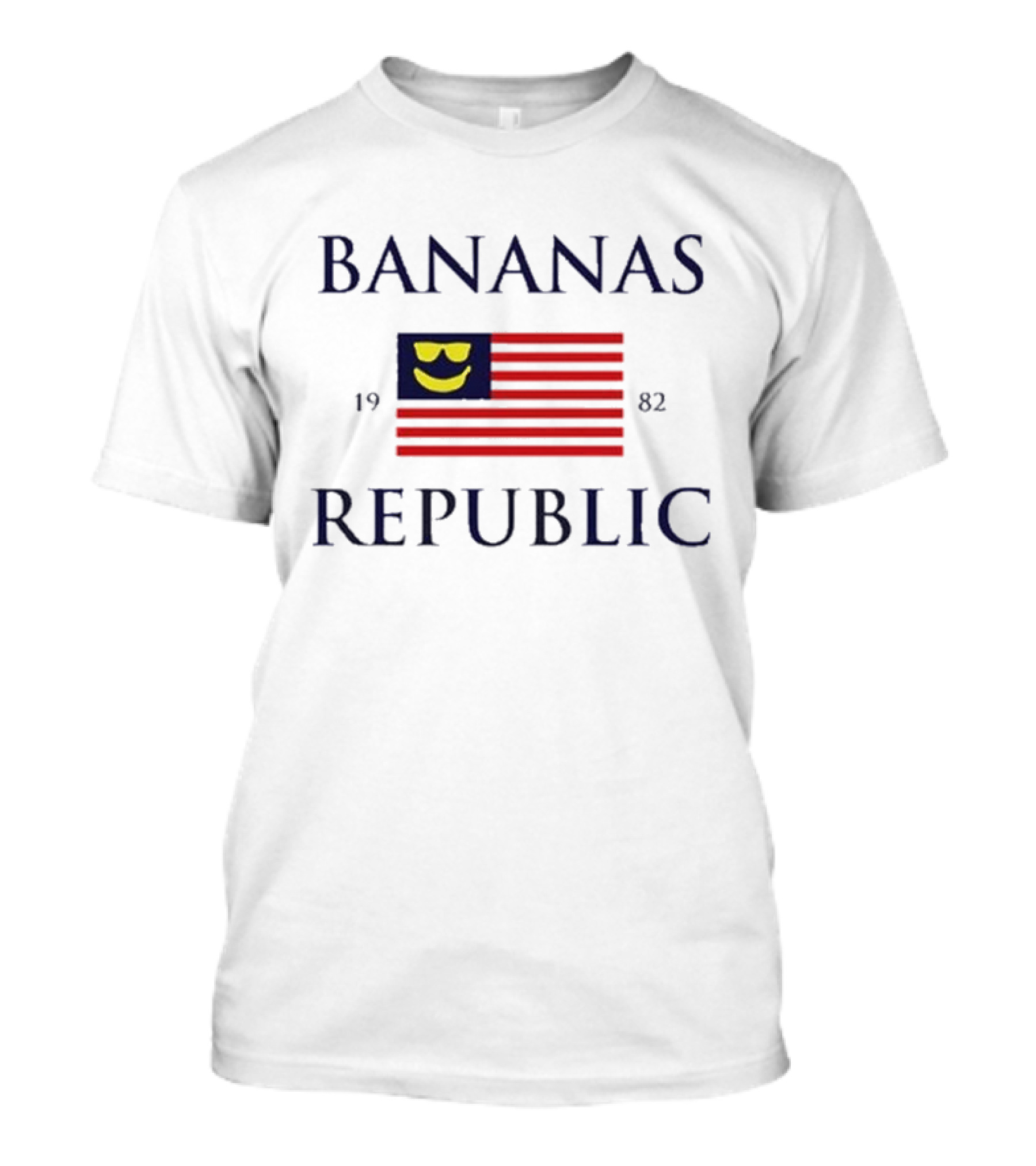 Bananas Republic 1982 Flag With Sunglasses Emoji T-Shirt
