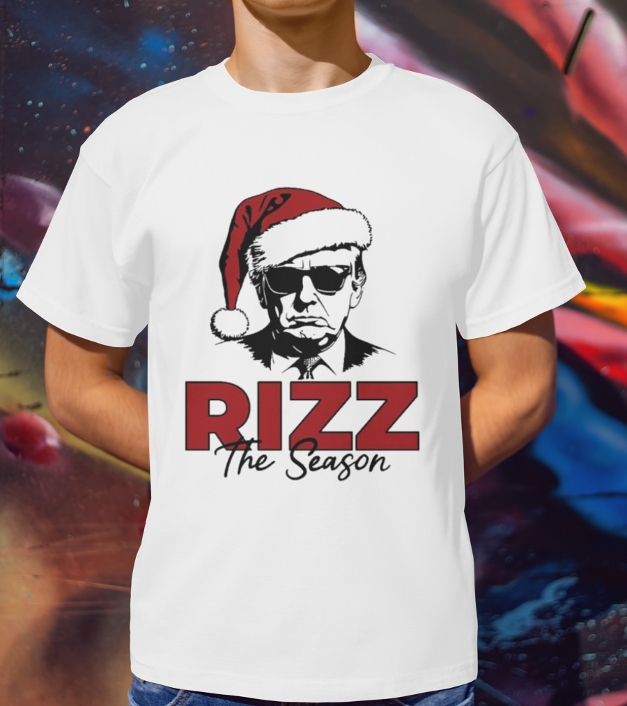 Rizz The Season Santa Hat Sunglasses Christmas T-Shirt