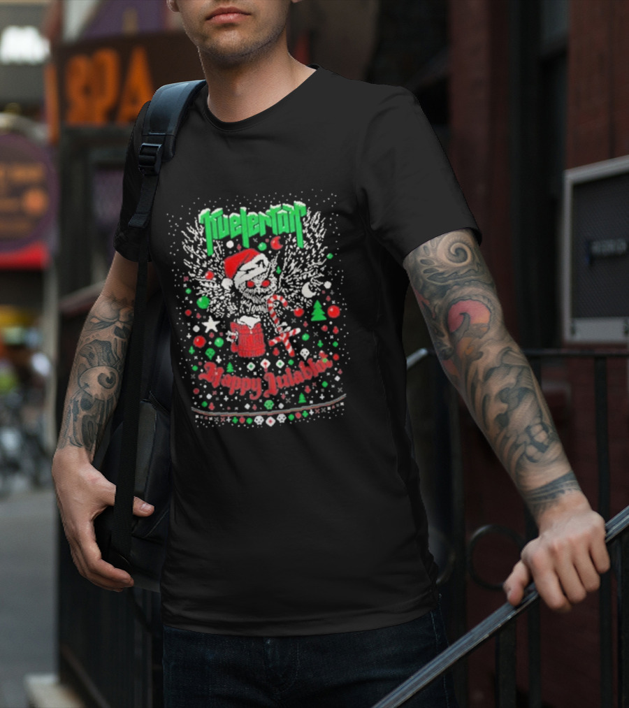 Kvelertak Happy Julablot Christmas Sweater Santa Skull Wings Holiday T-Shirt