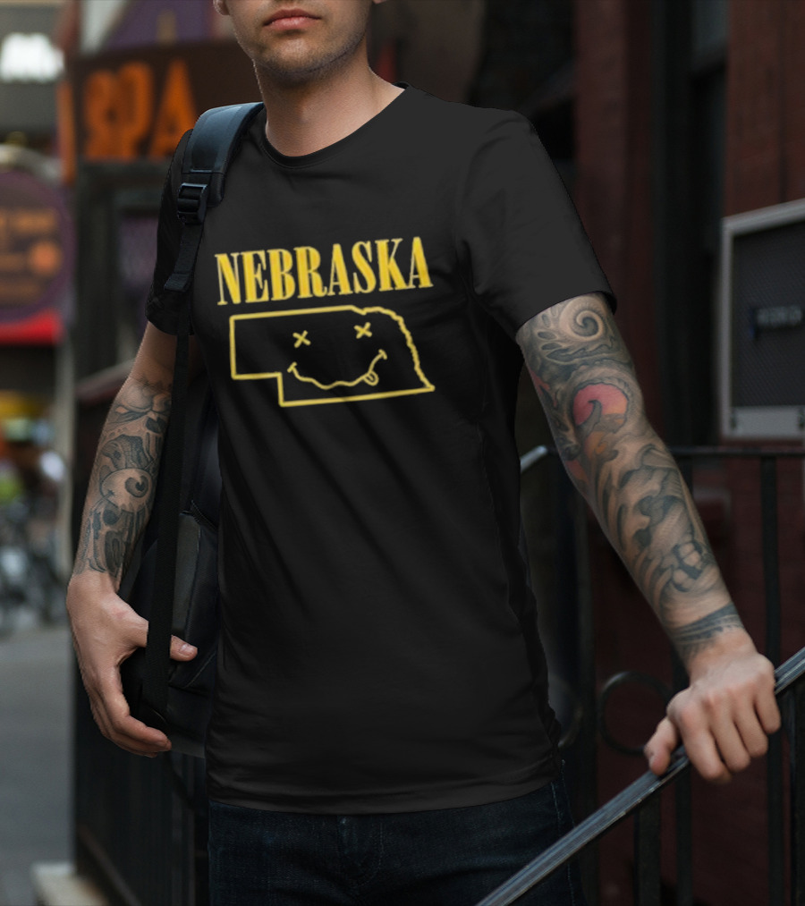 Nebraska Map With Smiley Face Iconic T-Shirt