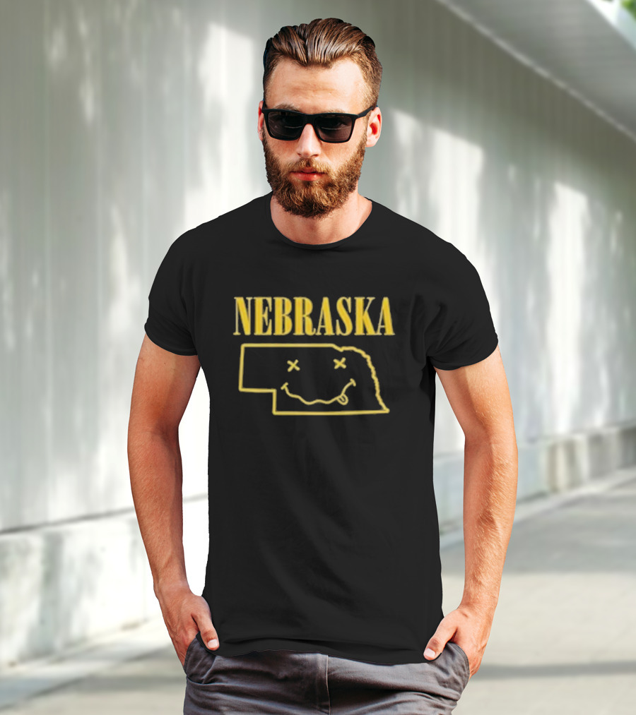 Nebraska Map With Smiley Face Iconic T-Shirt