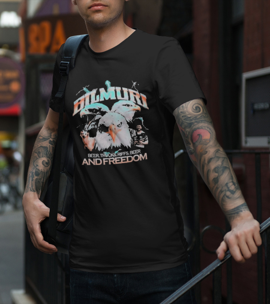 Bilmuri Beer Trucks Riffs And Freedom Eagle T-Shirt