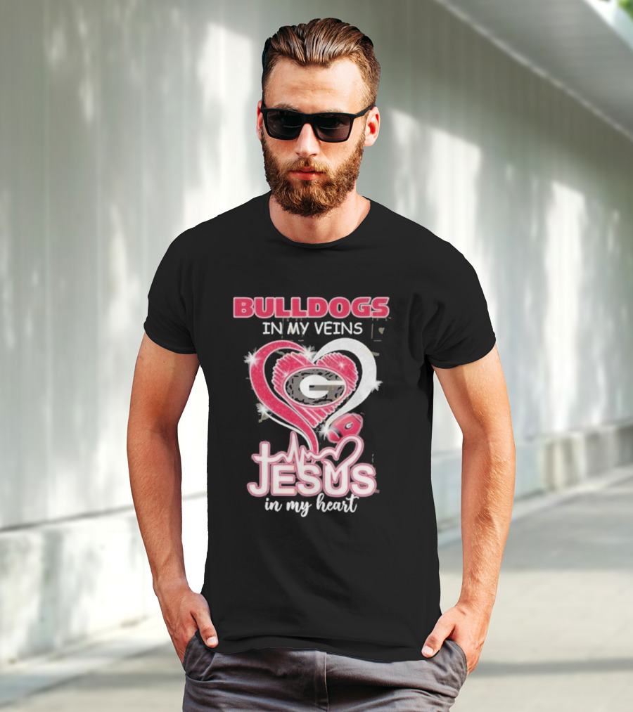 Bulldogs In My Veins Jesus In My Heart Georgia Bulldogs T-Shirt