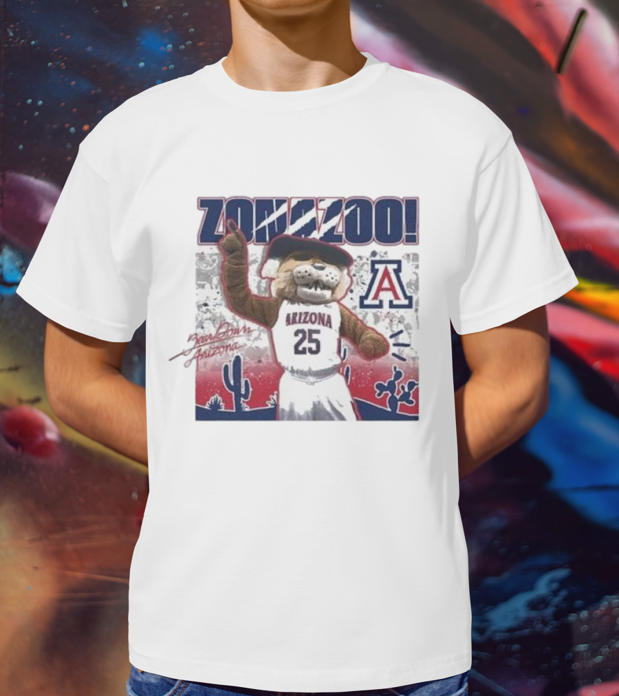 Arizona Wildcats Zona Zoo Wilbur Mascot Desert Scene T-Shirt