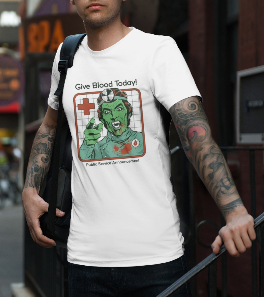 Give Blood Today Public Service Announcement Zombie Doctor T-Shirt