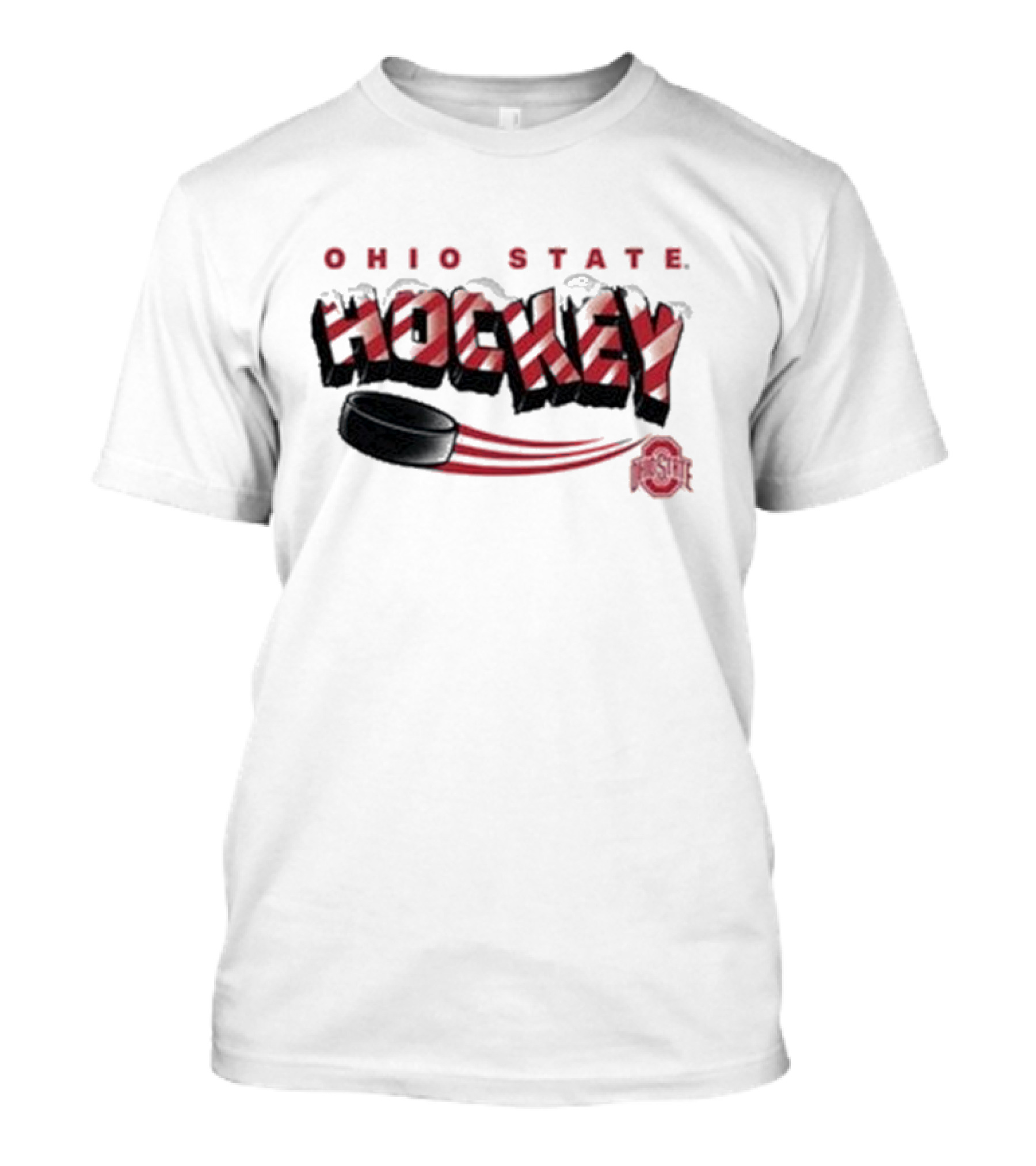 Ohio State Buckeyes Hockey Holiday Candy Cane Puck T-Shirt