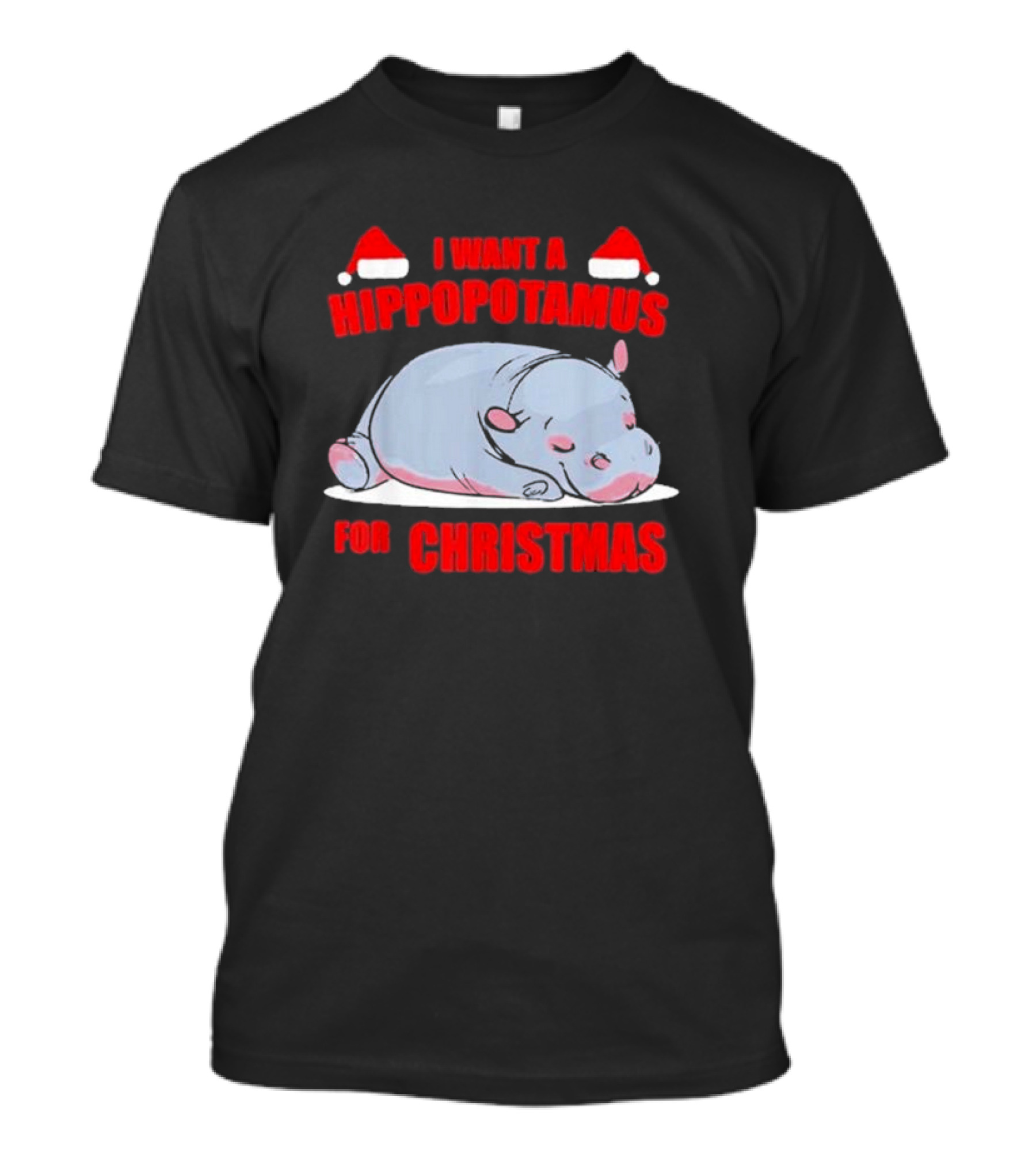 I Want A Hippopotamus For Christmas With Santa Hats T-Shirt