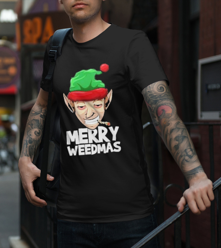 Merry Weedmas Elf Smoking 420 T-Shirt