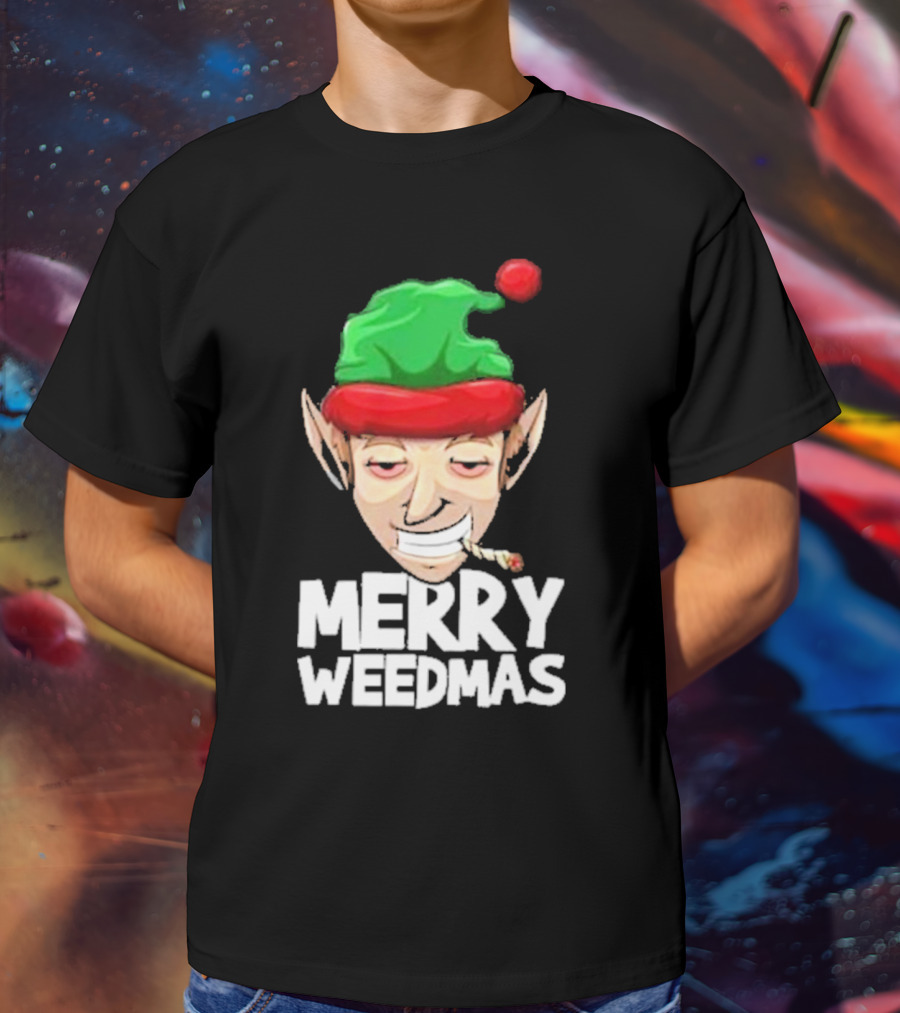 Merry Weedmas Elf Smoking 420 T-Shirt