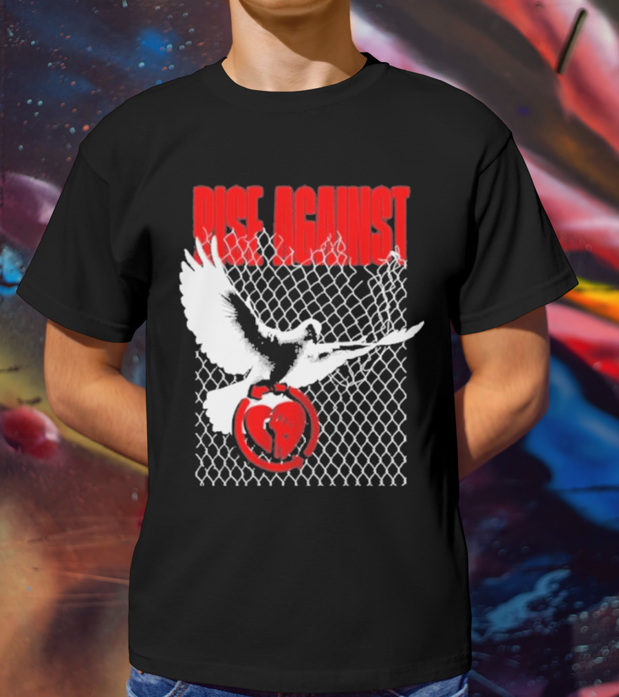 Rise Against Caged Dove Heart Symbol T-Shirt