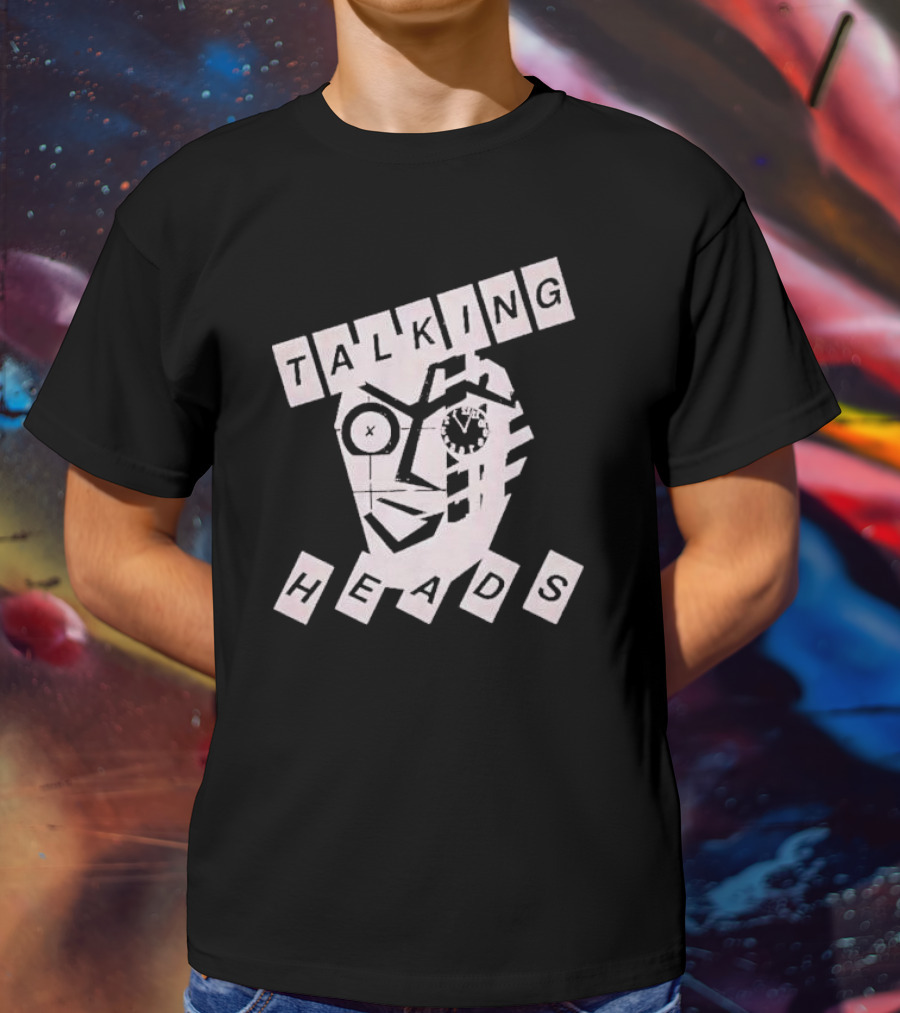 TALKING HEADS Face Art With Text Blocks T-Shirt