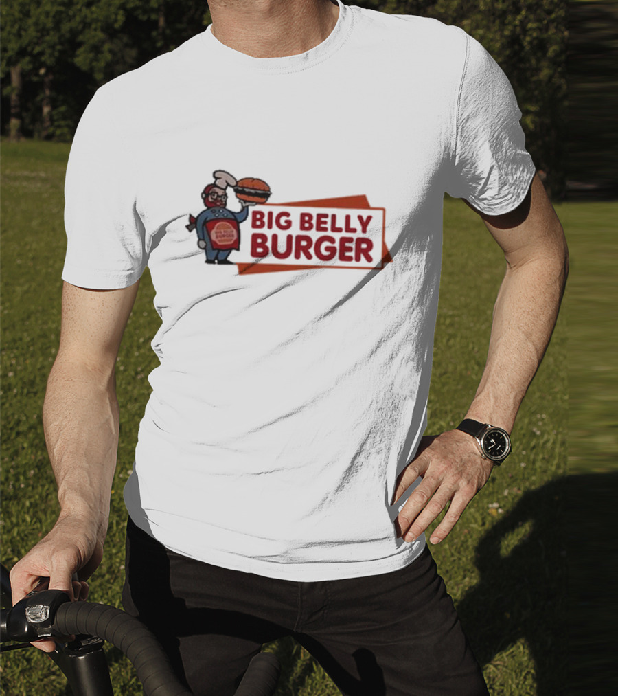 Big Belly Burger Logo With Chef Holding Burger T-Shirt