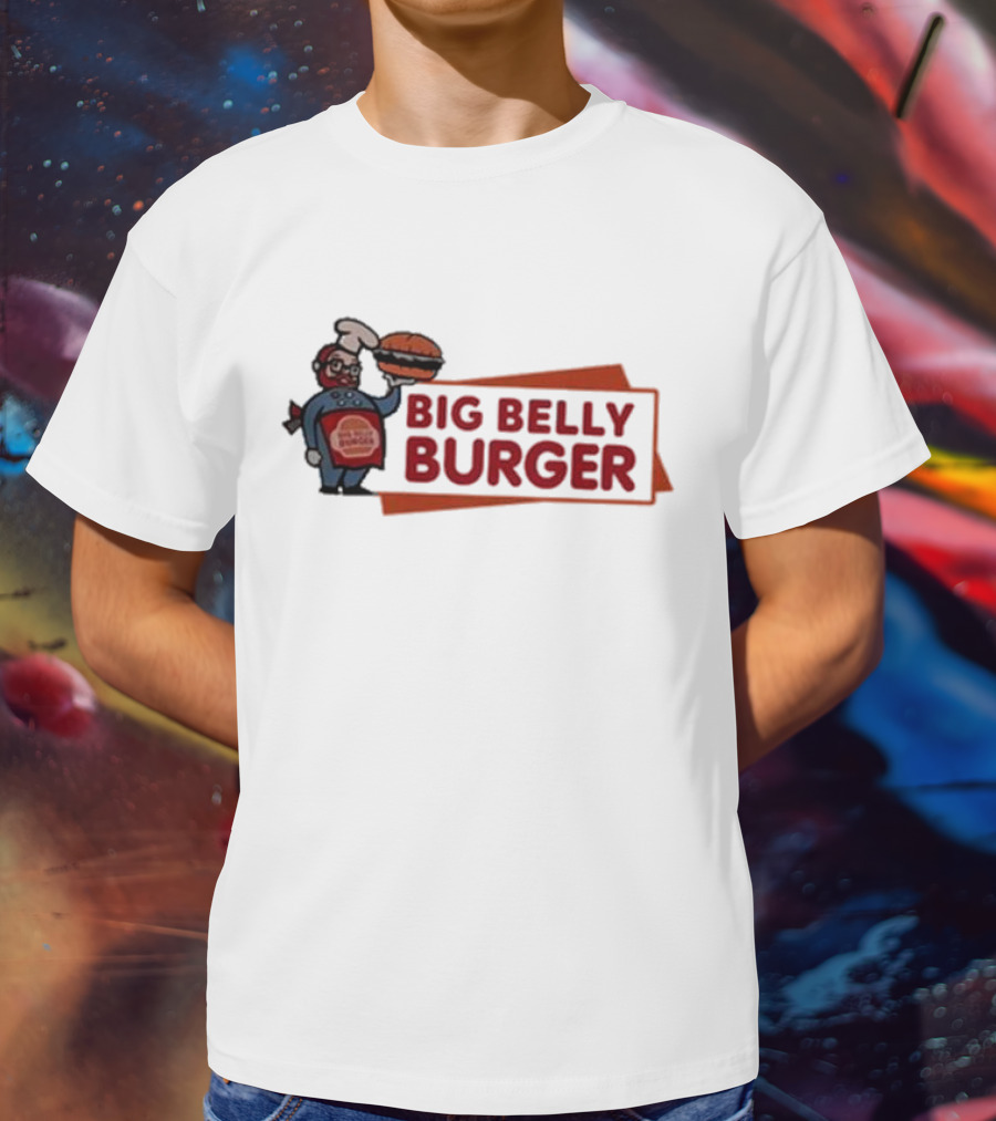 Big Belly Burger Logo With Chef Holding Burger T-Shirt