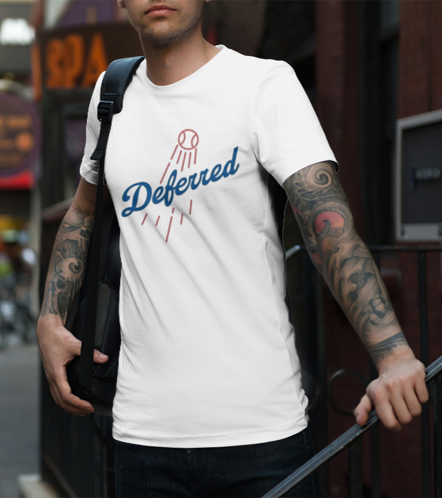 Dodgers Deferred Baseball Script With Baseball T-Shirt