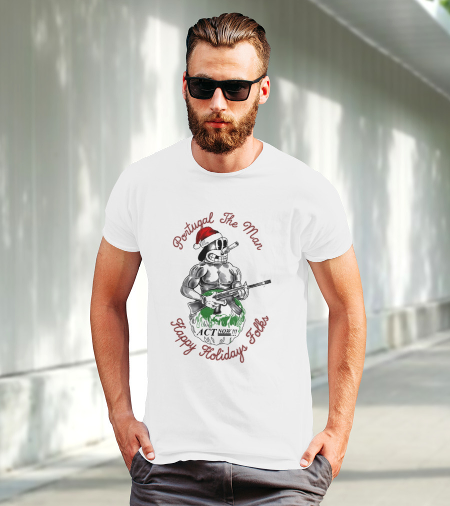 Portugal The Man Happy Holidays Folks Act Now Santa Comic T-Shirt