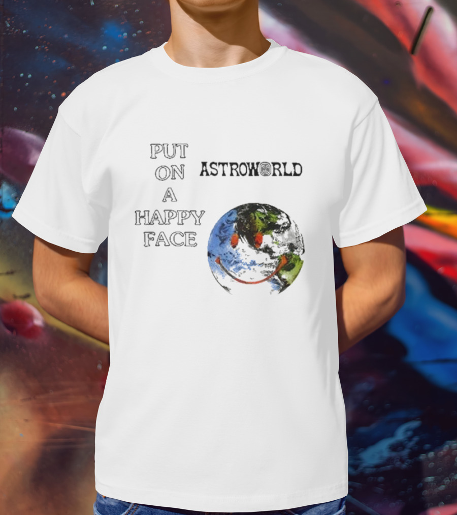 Put On A Happy Face Astroworld Smiley Earth T-Shirt