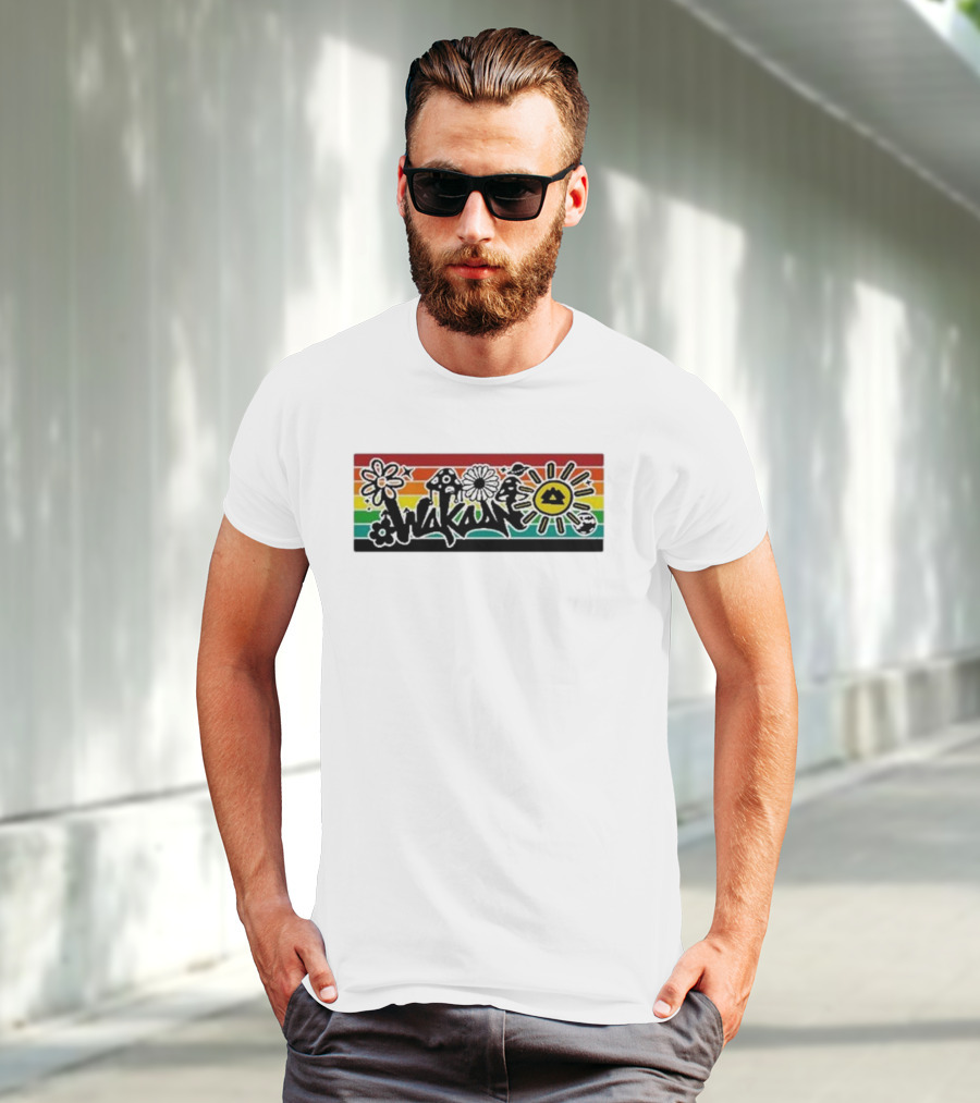 Wakaan Psychedelic Flower And Mushroom Rasta Sun T-Shirt