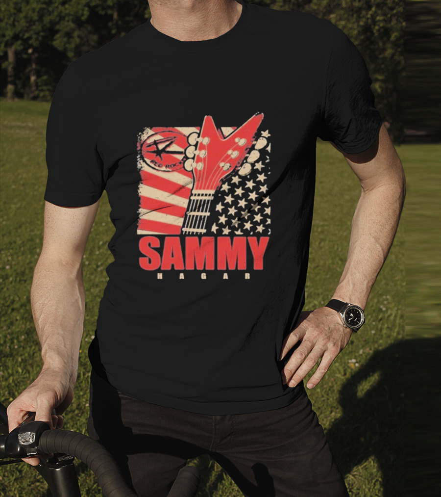 Sammy Hagar Red Rocker American Flag Guitar T-Shirt