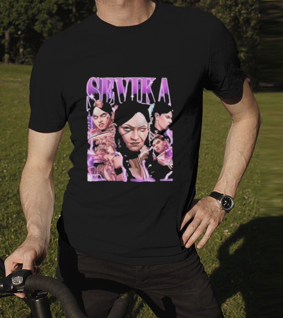 SEVIKA Arane Character Collage Graphic Purple Tones T-Shirt