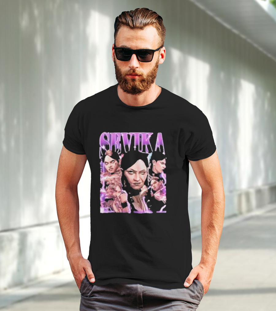 SEVIKA Arane Character Collage Graphic Purple Tones T-Shirt