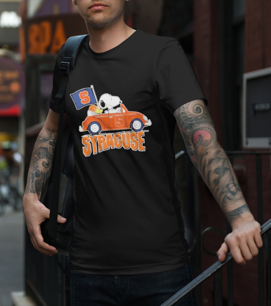 Snoopy Syracuse Orange Basketball Driving Car T-Shirt