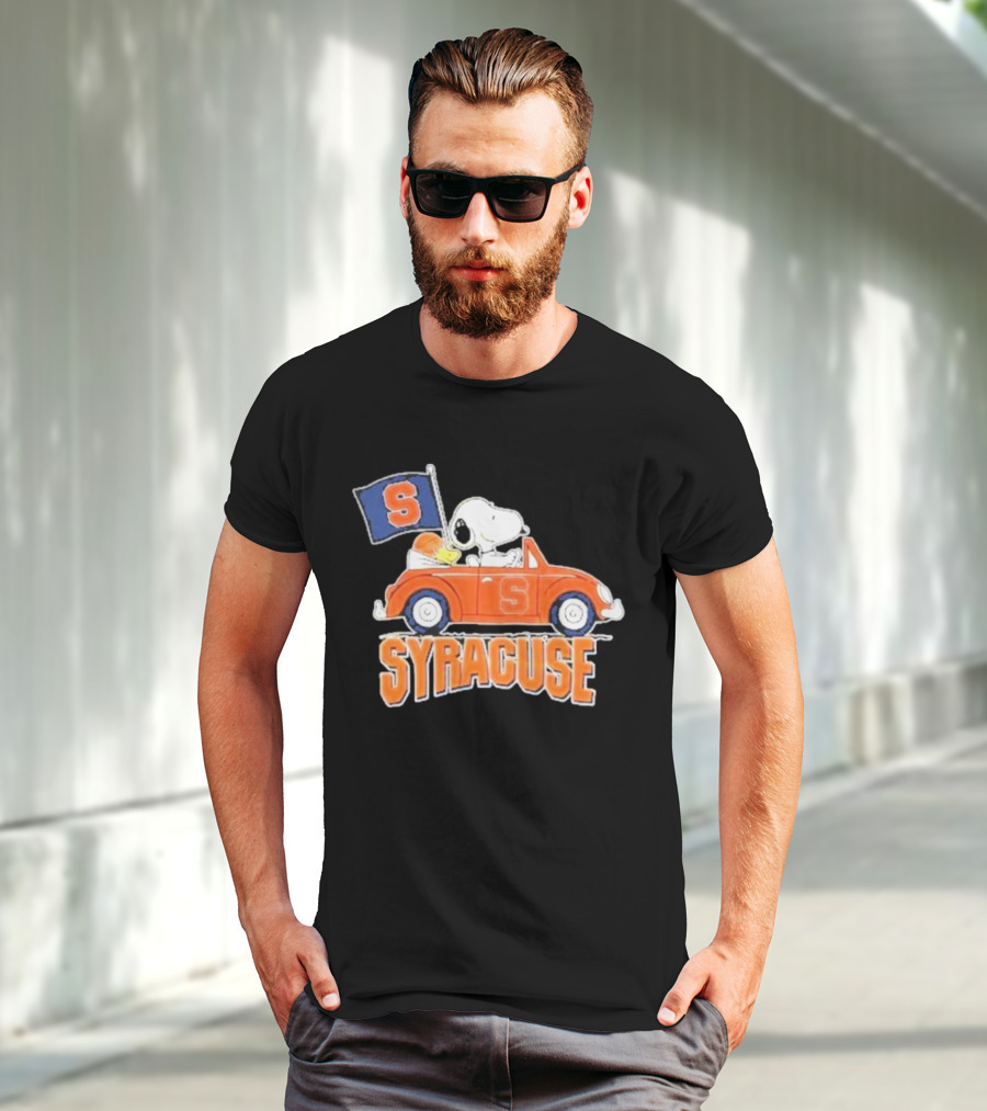 Snoopy Syracuse Orange Basketball Driving Car T-Shirt