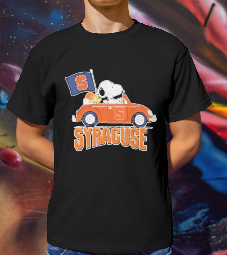 Snoopy Syracuse Orange Basketball Driving Car T-Shirt