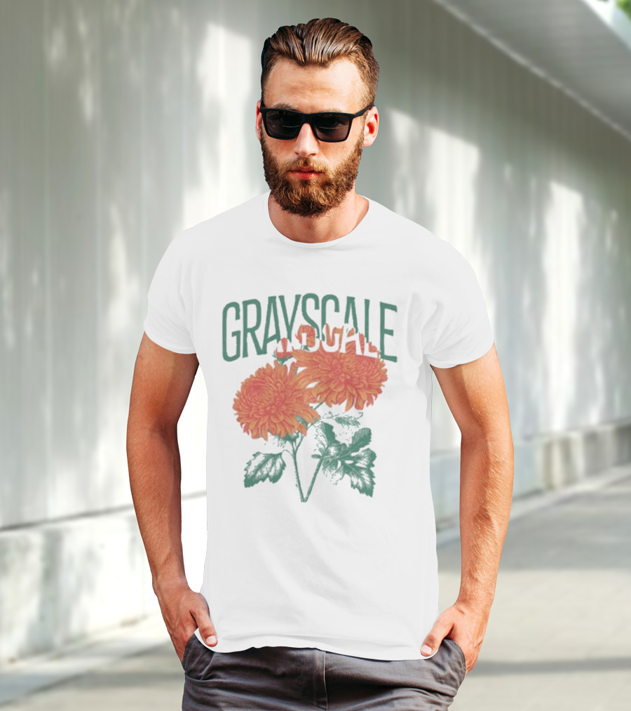 Grayscale Vintage Flower Logo T-Shirt