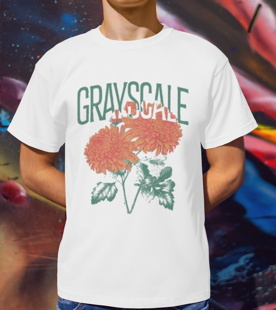 Grayscale Vintage Flower Logo T-Shirt