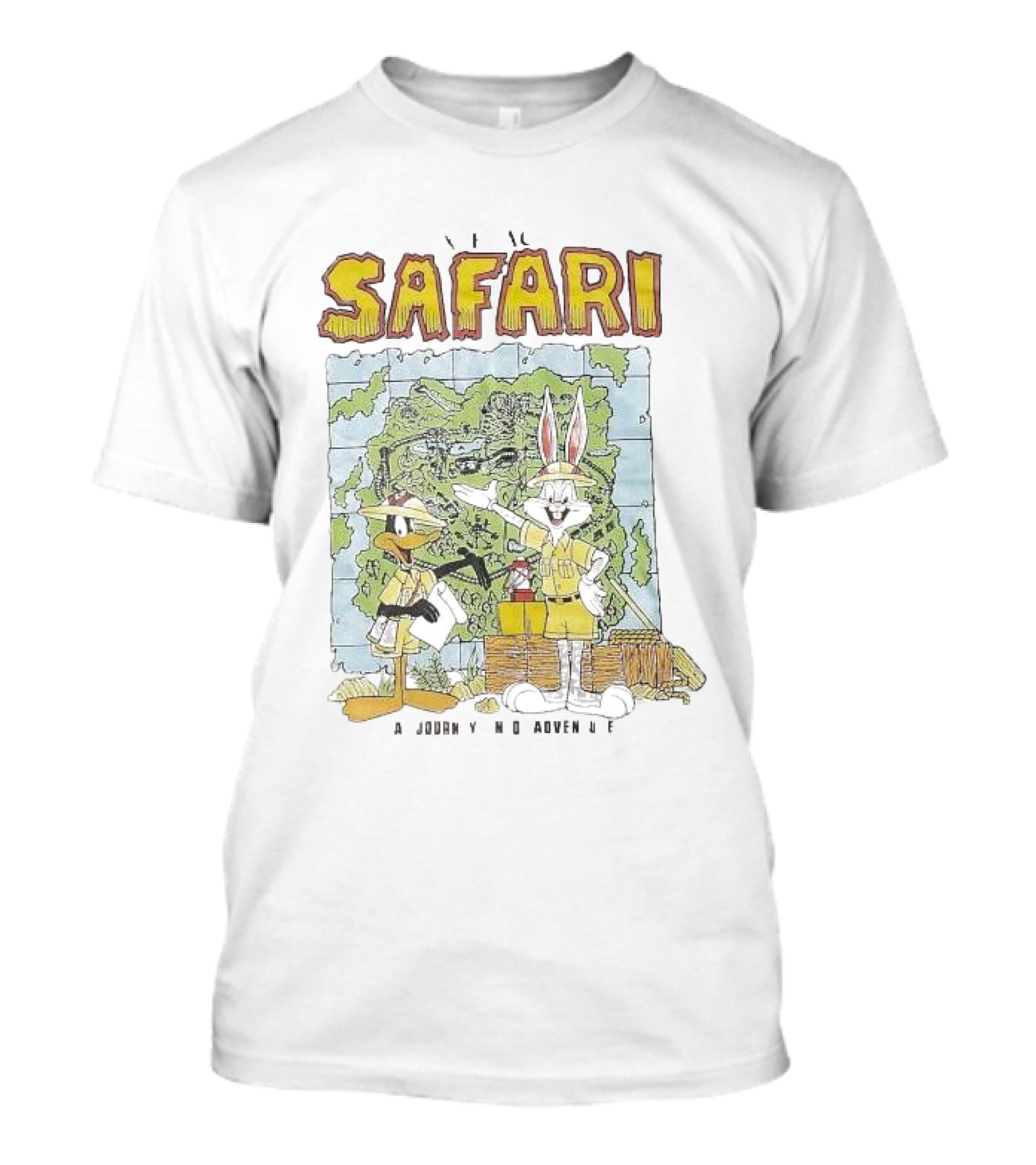 Safari Adventure With Iconic Cartoon Characters Map Exploration T-Shirt
