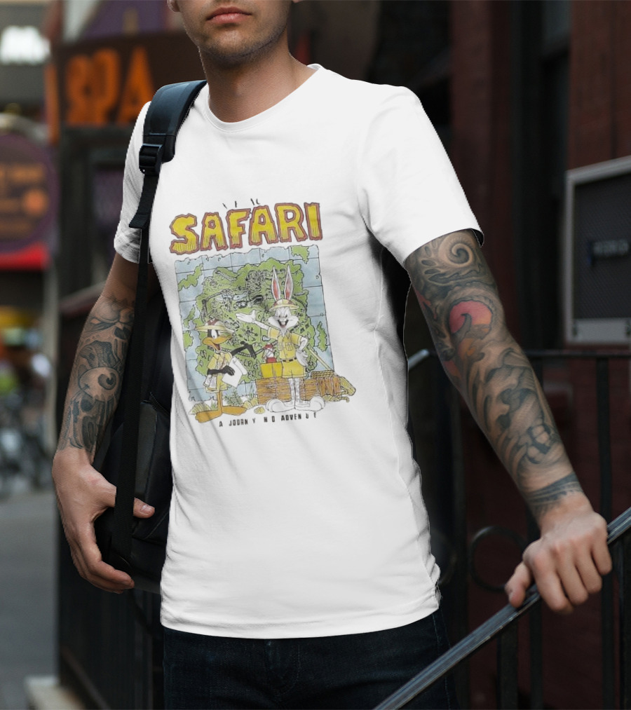 Safari Adventure With Iconic Cartoon Characters Map Exploration T-Shirt
