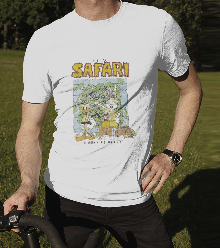 Safari Adventure With Iconic Cartoon Characters Map Exploration T-Shirt