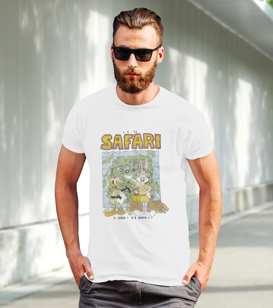 Safari Adventure With Iconic Cartoon Characters Map Exploration T-Shirt