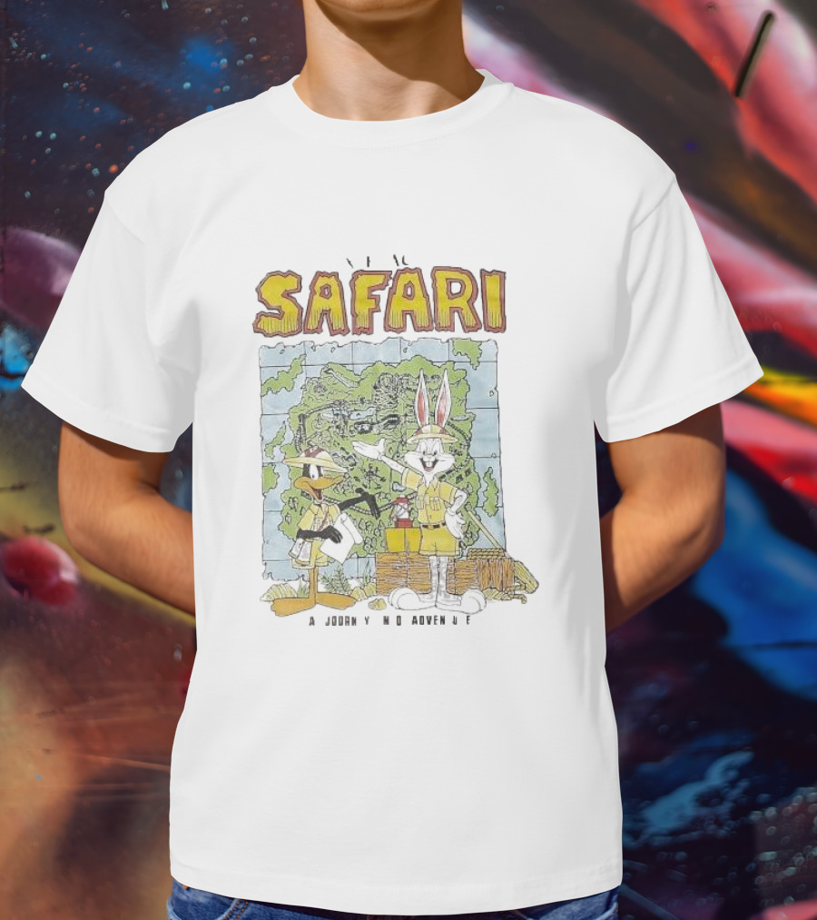 Safari Adventure With Iconic Cartoon Characters Map Exploration T-Shirt