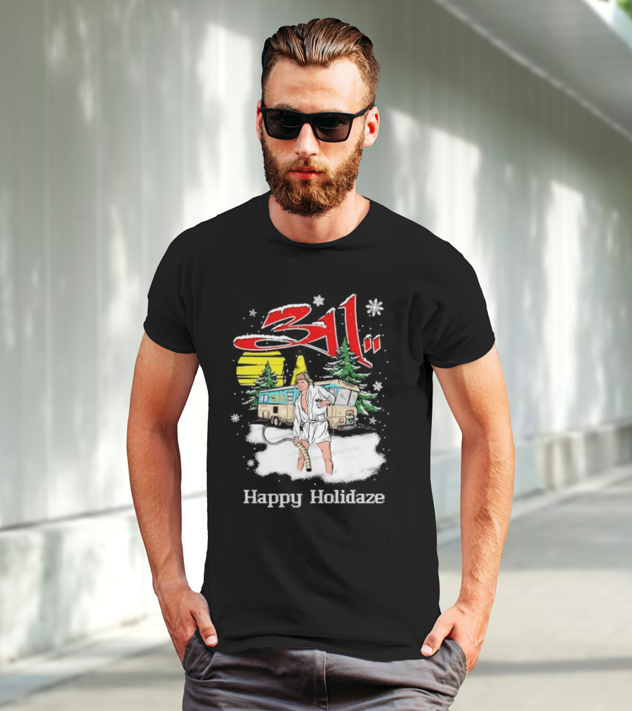 Happy Holidaze 311 Christmas Vacation RV Scene T-Shirt