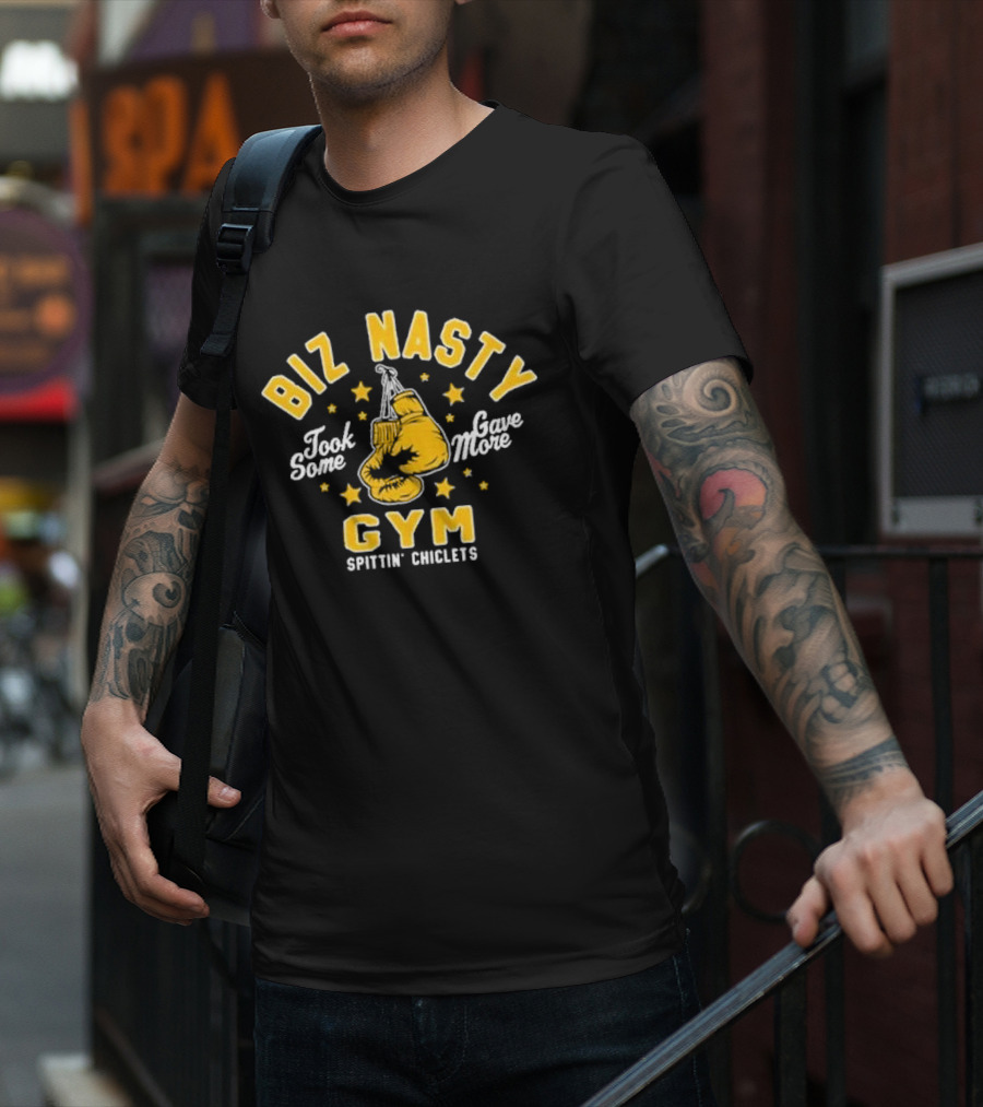Biz Nasty Gym Took Some Gave More Spittin' Chiclets Boxing Gloves Stars T-Shirt