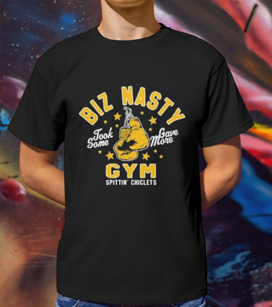 Biz Nasty Gym Took Some Gave More Spittin' Chiclets Boxing Gloves Stars T-Shirt
