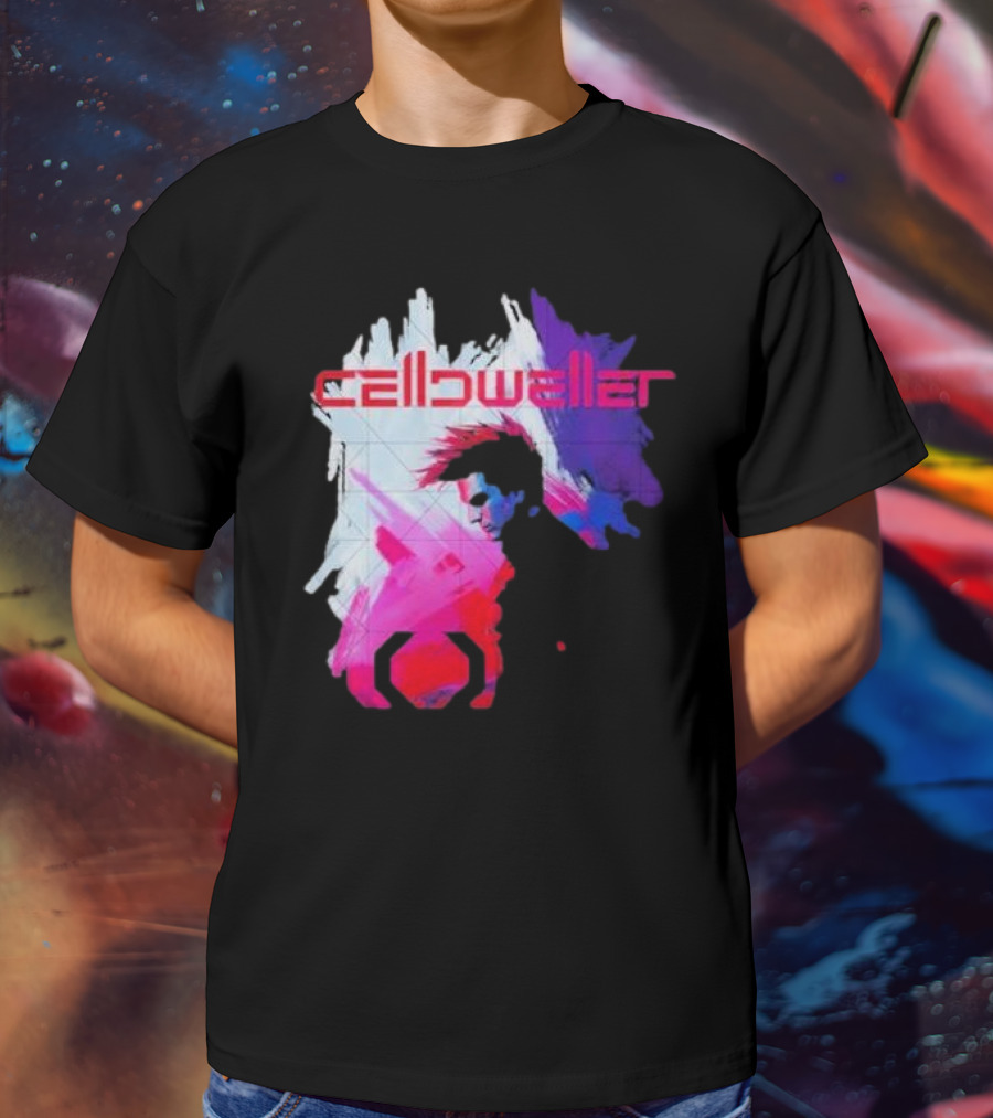 Celldweller The Sentinel Neon Abstract Portrait With Geometric Accent T-Shirt